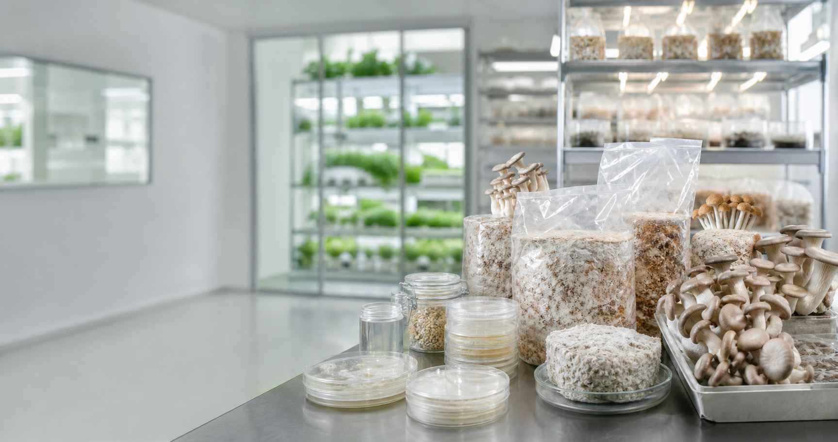 谦益新生物微生物工程实验室与食药用菌工厂化生产场景